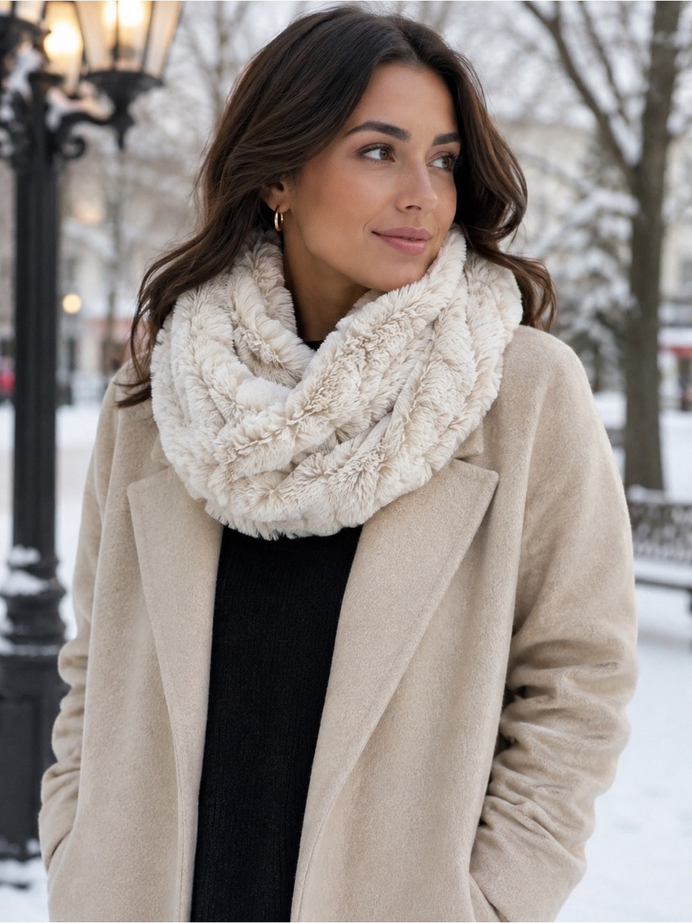 World Market Plush Faux Soft Cozy Fur Infinity Scarf SZ OS